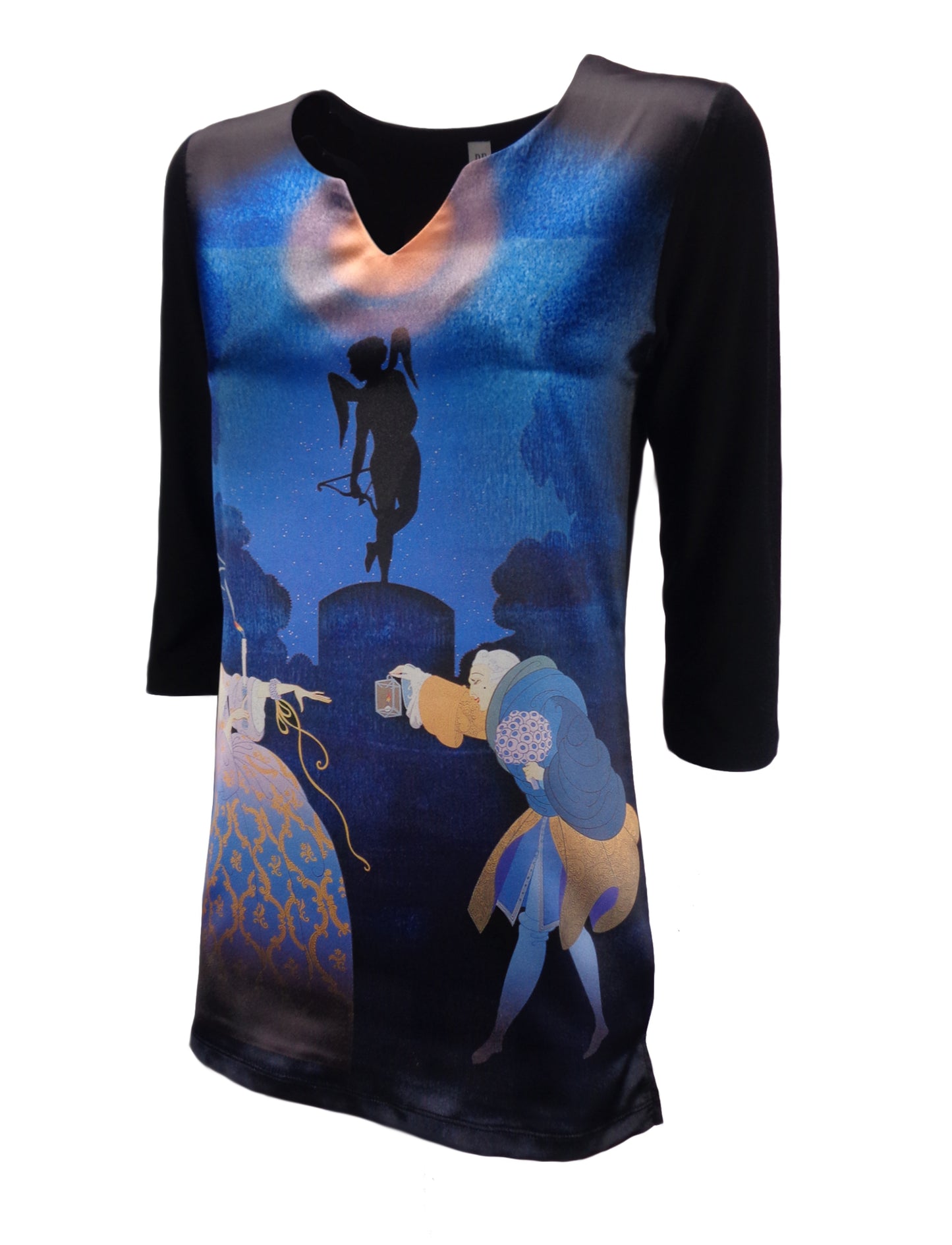 Damentunika – 3/4-Ärmel-T-Shirt mit spitzem Halsausschnitt