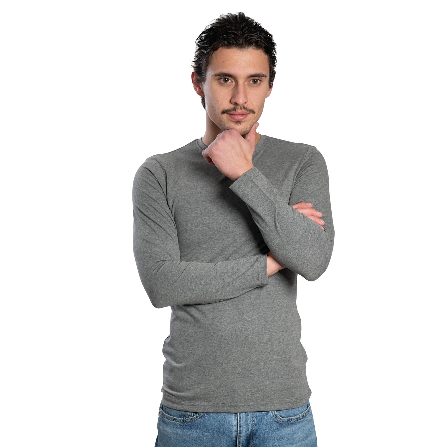 Мъжка  тениска с дълъг ръкав обло деколте